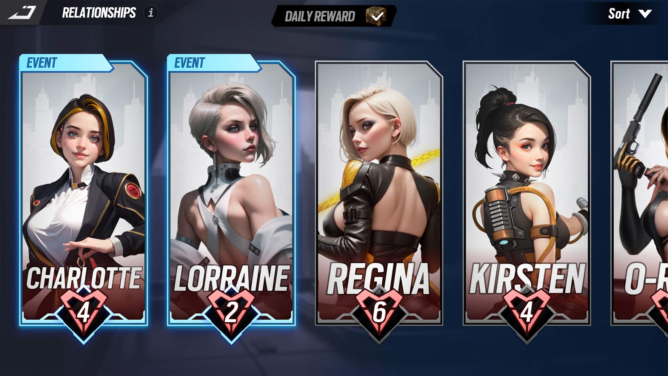 Gallery of unlockable mercenary characters