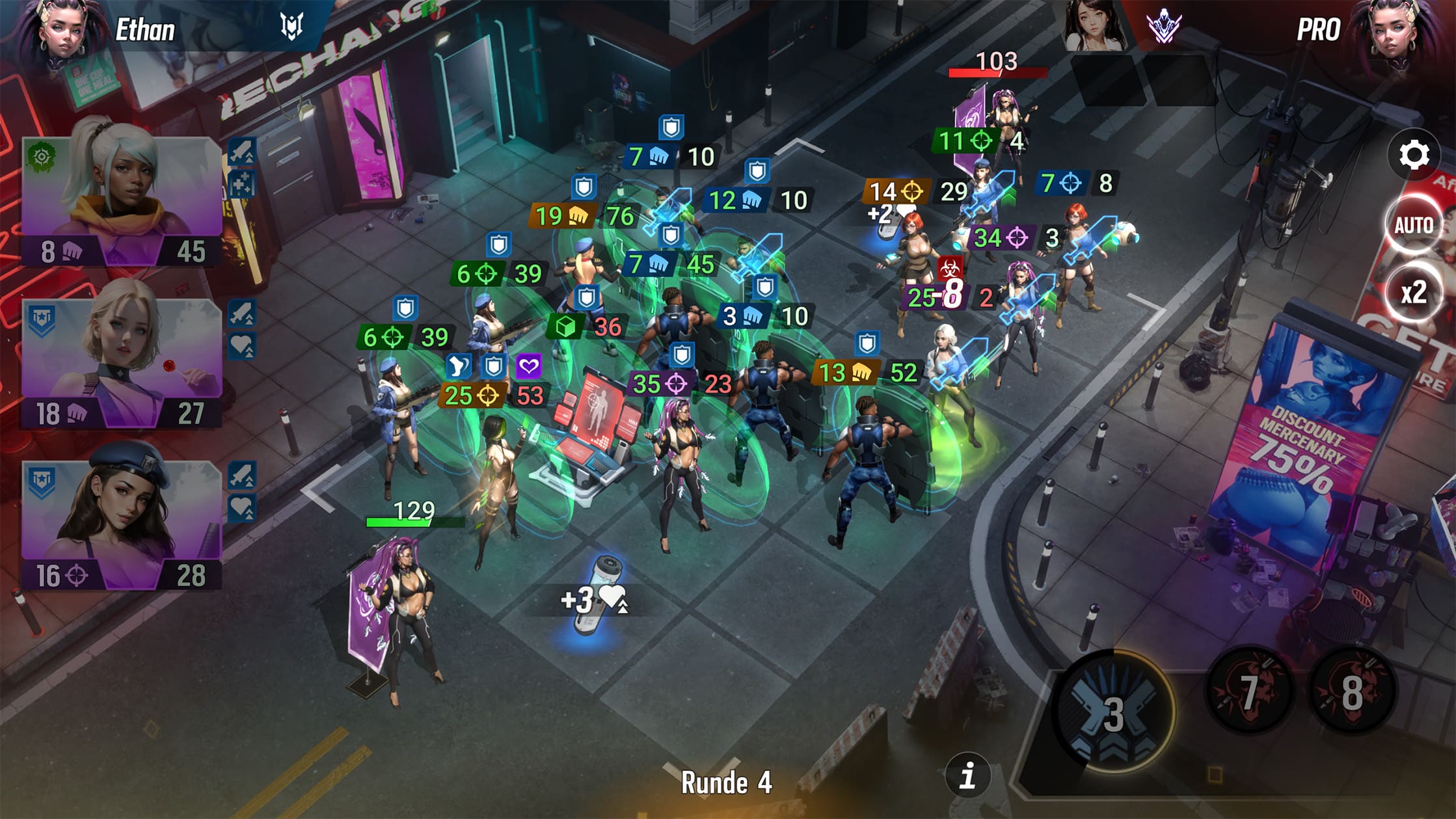 Gameplay-Screenshot mit Kampfschnittstelle