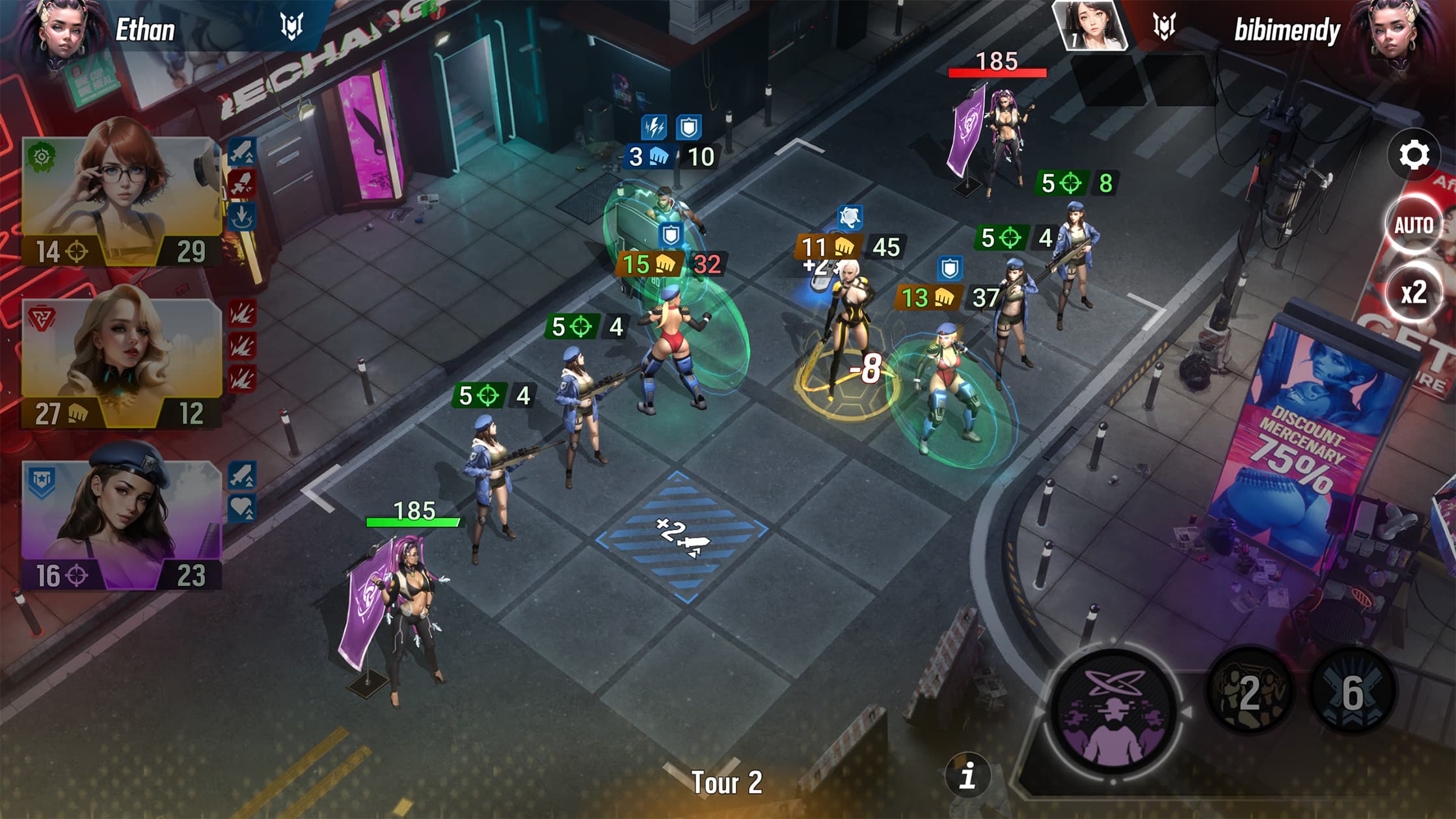 capture d'écran du gameplay montrant l'interface de combat