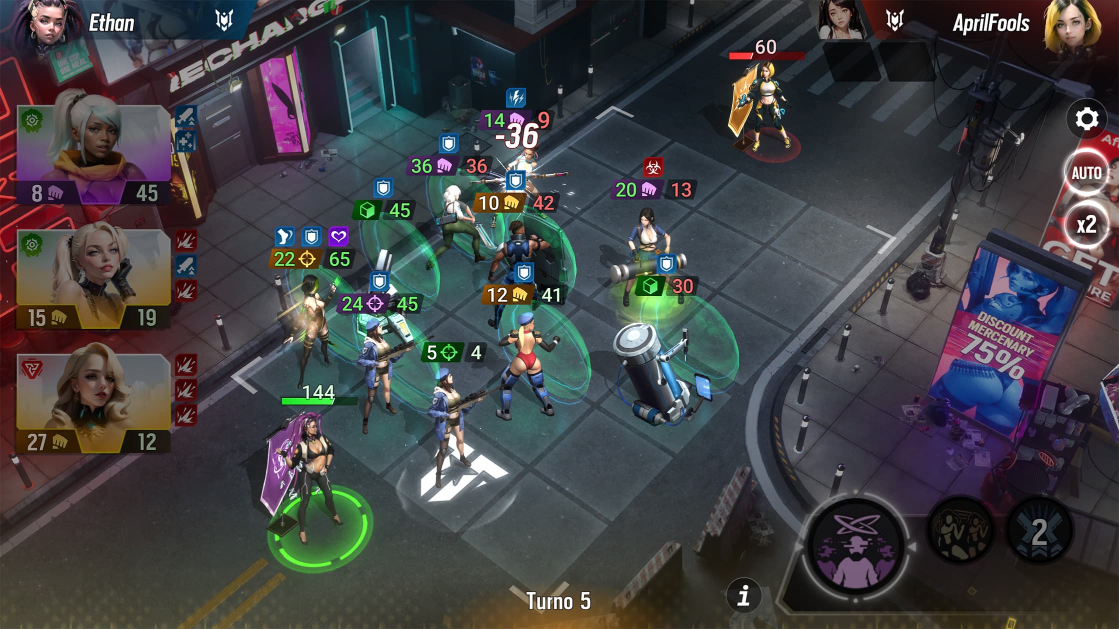 captura de tela do gameplay mostrando a interface de combate